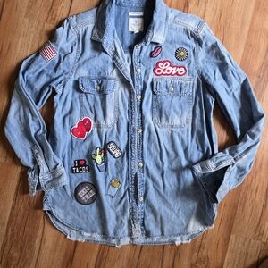 Denim Shirt with Fun Patches